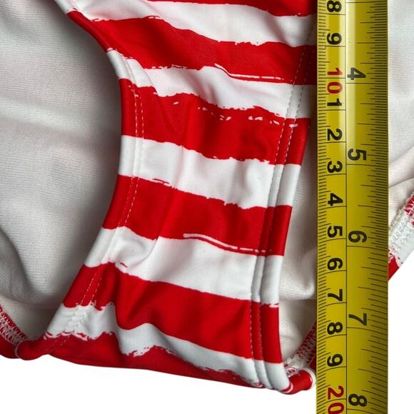 Xhilaration NWT Swim Bikini Bottom Striped Red Size Small S Side Tie - Picture 6 of 6